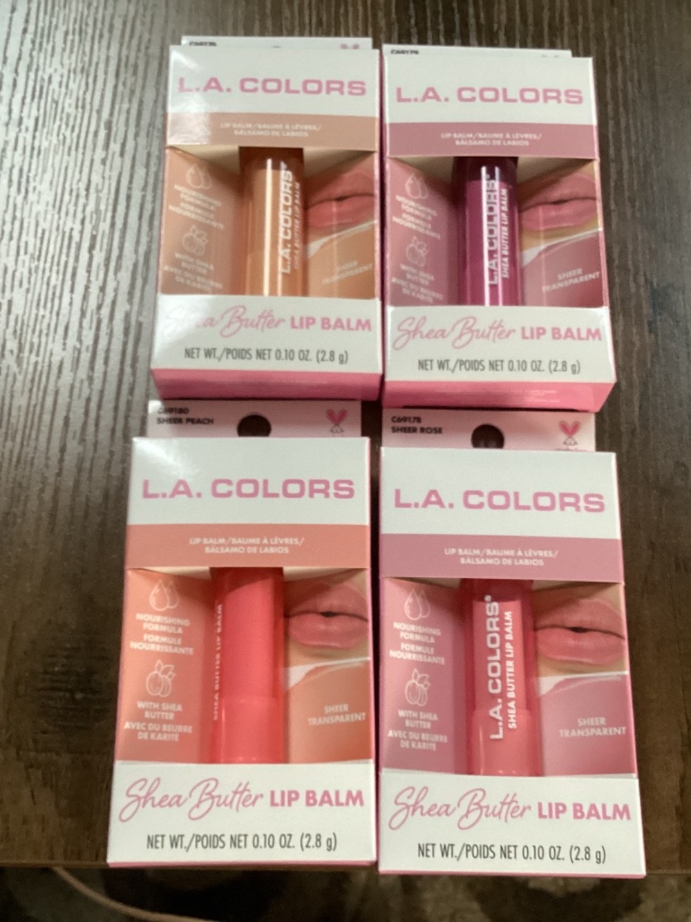 L.A. COLORS Shea Butter Lip Balm Bundle 4-pack New